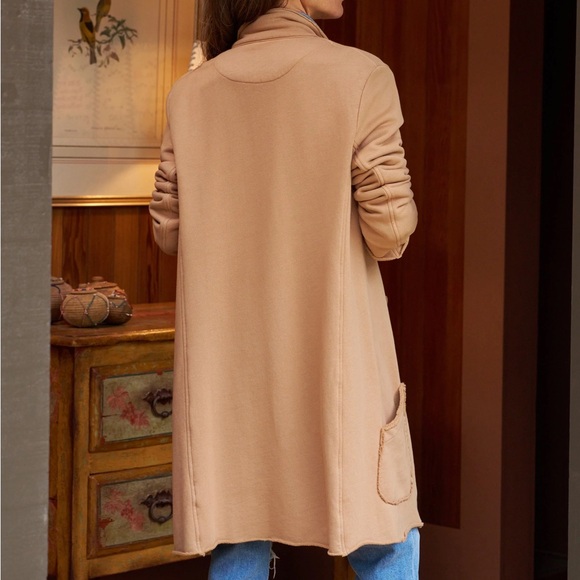 FRANK & EILEEN Belfast Trench Sweatshirt Trench Coat in Camel Size Large - Picture 3 of 12
